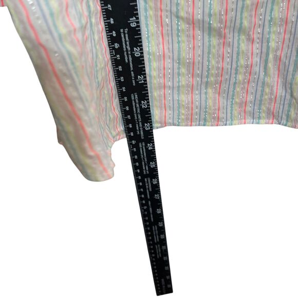 A New Day Blouse Women's XXL Metallic Striped Colorful Short Sleeve V-Neck Top - Picture 8 of 11